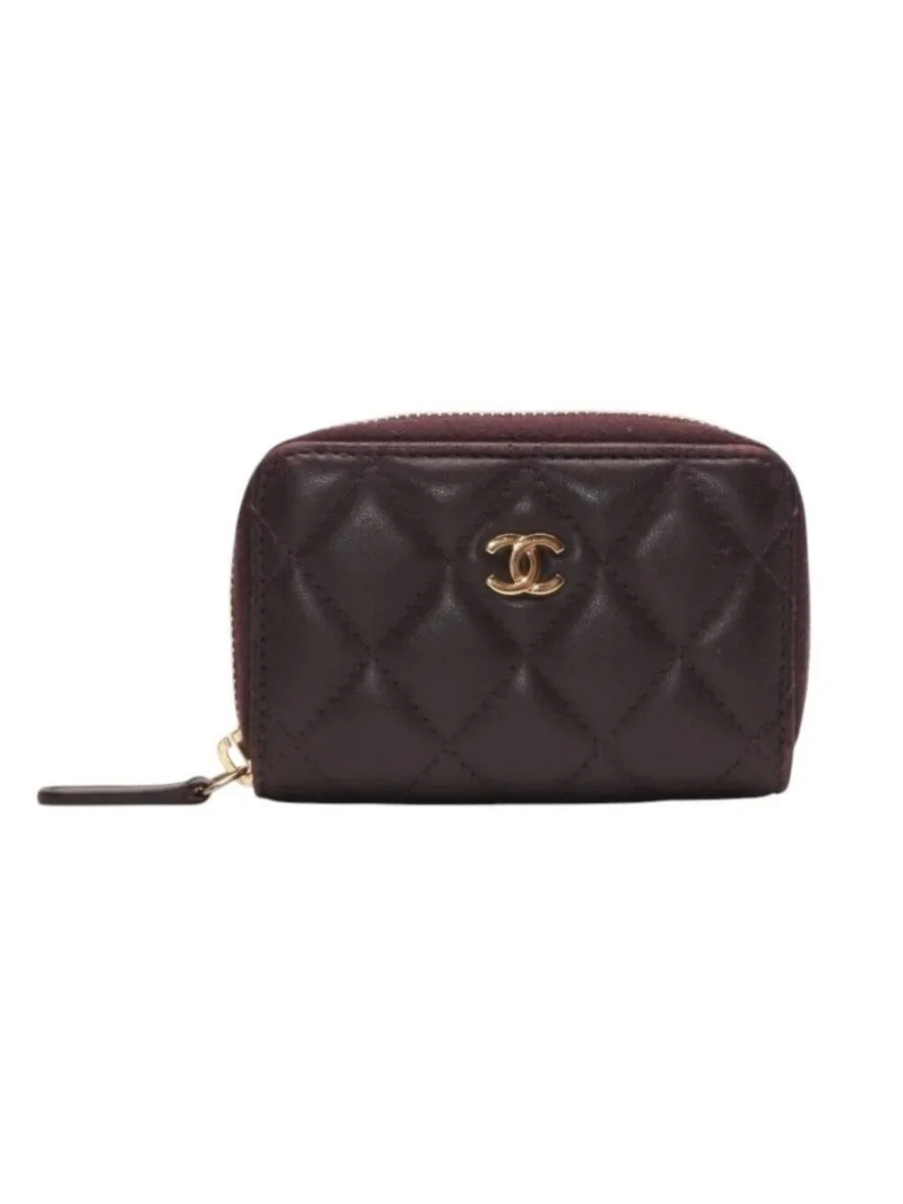 Chanel Classic Zip Coin Purse CC Logo Lambskin Purple